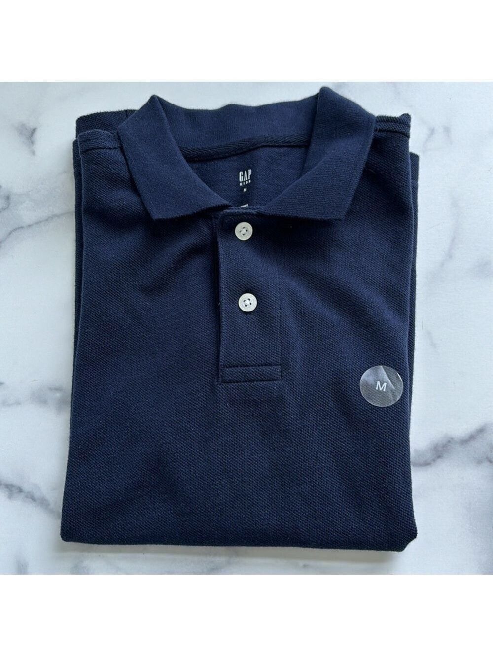 GAP Classic Polo Style Navy Blue 3 Button Short Sleeve Shirt Sz M NWT